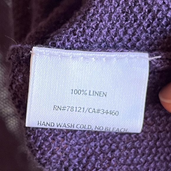 Eileen Fisher 100% Linen Women's Purple Open-Front Knit Beach Sweater Sz XL - Picture 6 of 9